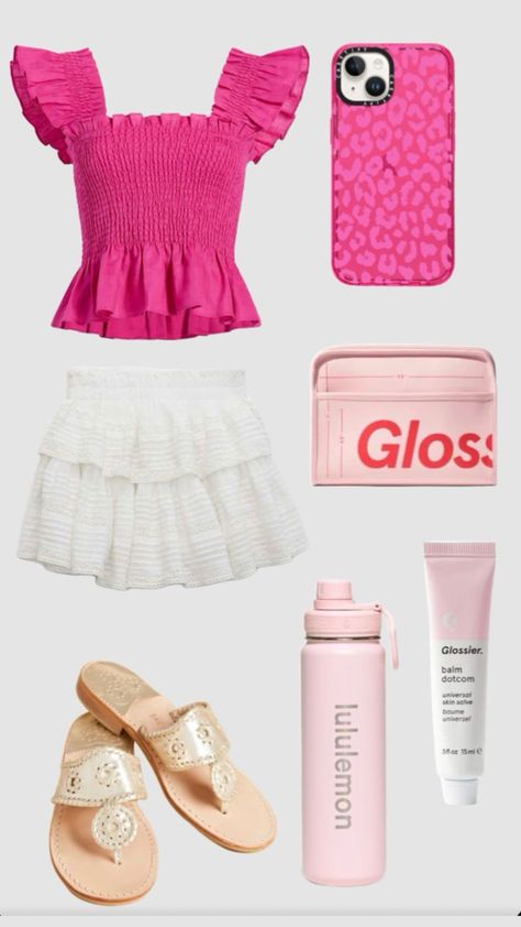 Simple Preppy Outfits Summer, Pink Preppy Outfits Aesthetic, Preepy Girls Outfit, Tiktok Preppy Outfits, Preppy Fancy Outfits, Preppy Going Out Outfit, Preppy Vacation Outfits, Rich Preppy Aesthetic, Preppy Outfits Pink