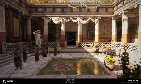 Bale Dance, Ancient Empires, Roman House, Assassin's Creed Odyssey, Dark Grey Kitchen, Roman Villa, Roman Warriors, Greek Villas, Rome Antique