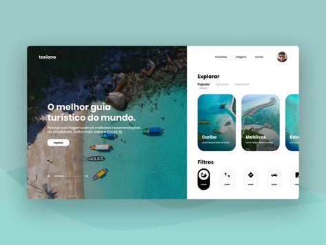 Travel Guide Website by Pedro Taciano on Dribbble Tour Guide, Idaho, Global Community, Mobile App, Travel Guide, Banners, Website Design, Web Design, Branding