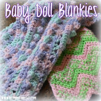 Mom On Timeout: Baby Doll Blankets {Crochet Patterns}  ~  how cute is this idea! ~ Crochet Doll Blanket, Crocheted Baby Blankets, Doll Blankets, Crochet Baby Doll, Mom On Timeout, Blankets Crochet, American Girl Crochet, Doll Blanket, Fast Crochet