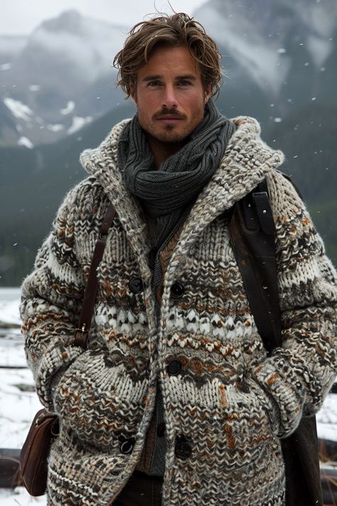 Hi My Friends If you feel boring so visit my website for entertaining Heavy Winter Outfits Men, Heavy Winter Outfits, Outfits For The Cold, Grandpa Style, Men's Robes, Personal Grooming, Knit Men, Winter Gear, Winter Outfits Men