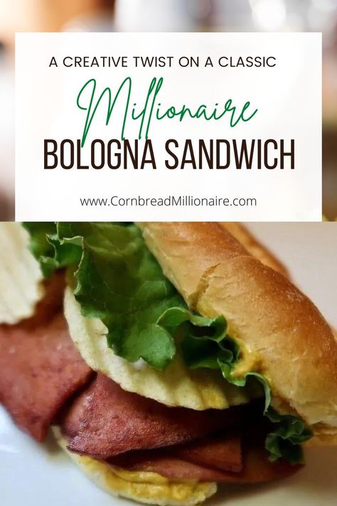 Millionaire Bologna Sandwich is my creative twist on a classic. A delicious surprise ingredient adds flavor and crunch. Must try this sandwich at least once. Millionaire Recipes, Lebanon Bologna, Ruffles Potato Chips, Fried Bologna, Bologna Sandwich, Classic Southern Recipes, Sub Rolls, Potato Chip, Southern Recipes