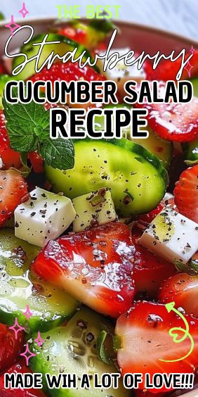 Strawberry Cucumber Salad, Fresh Cucumber Salad, Cucumber Salad Recipes, Recipes Summer Dinner, Strawberry Cucumber, Cucumber Salads, Fresh Cucumber, Cucumber Recipes Salad, Cucumber Recipes