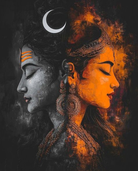 Adiyogi Painting On Canvas, Shiv Parvati Pic, Shiv Shakti Painting, Shiva Mahadeva, Adiyogi Shiva, Shiv Parvati, Shiv Shakti, God Artwork, Pictures Of Shiva