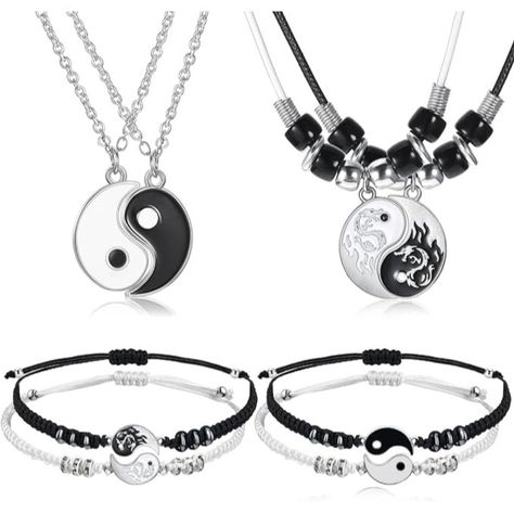 Meaningful Set For Loved Ones: You Will Receive 4 Pieces Stainless Steel Pendant Necklaces, 4 Pieces Bracelet Accessories, Enough Quantity For Sharing With Friends, Family, Boyfriend, Girlfriend, Best Friend And So On, Help You Show Your Sweet Love, Close Friendship And Happy Family Atmosphere Between You Nice Design: Both The Puzzle Couple Necklaces And Adjustable Cord Bracelets Consist Of Black And White Colors, Which Can Be Matched Together To Form A Complete One, A Good Matching Puzzle Neckl