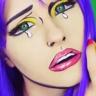 DIY This Comic-Book Makeup For Halloween in 6 Minutes Comic Book Halloween, Comic Book Makeup, Comic Makeup, Pop Art Costume, Anastasiya Shpagina, Fantasy Make-up, Cartoon Makeup, Make Up Designs, Pop Art Makeup