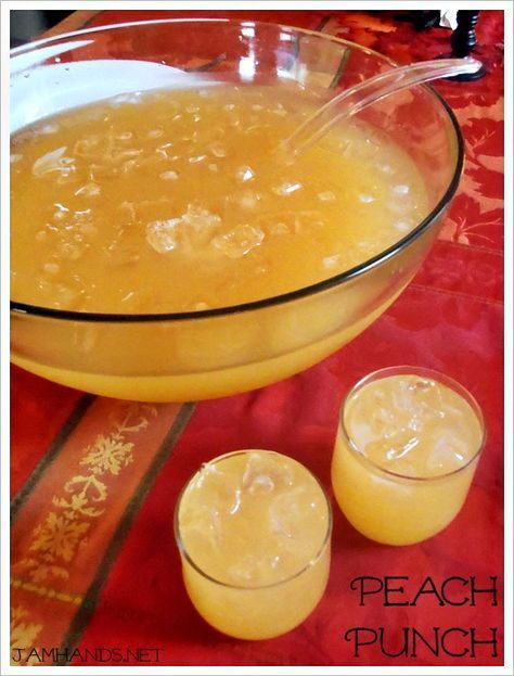 Peach Punch: Sprite, pineapple juice, and white grape peach juice. Freeze extra pineapple juice into ice cubes for the bowl! Peach Punch, Peach Vodka, Party Punch Recipes, Ice Ring, Punch Drinks, White Grape, Peach Party, Peach Juice, Party Punch