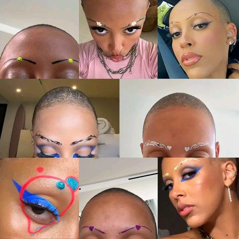 Doja Cat No Eyebrows, Doja Cat Eyebrows, Doja Makeup, Doja Cat Bald, Doja Cat Makeup Looks, Doja Concert, Doja Cat Makeup, December Makeup, Makeup Ethereal