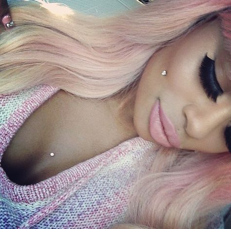 blac chyna - so pretty! 2012 Swag Era, Blac Chyna Tattoo, 2012 Swag, Dermal Piercing Chest, Chest Dermal, Piercing Ideas For Women, Dimple Piercing, Black Chyna, Swag Era