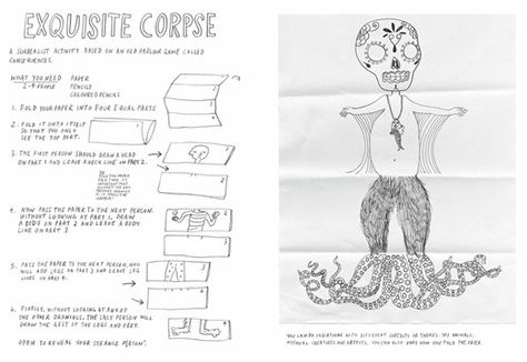 © Marion Deuchars, Courtesy of Laurence King Exquisite Corpse Art, Drawings Prompts, Exquisite Corpse Drawing, Marion Deuchars, Coloring Games, King Drawing, Big Draw, Exquisite Corpse, 5th Grade Art