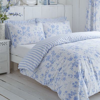 Look what I found on Wayfair! Blue Duvet, Double Duvet Covers, Blue Duvet Cover, King Size Duvet, Floral Duvet Cover, Single Duvet Cover, Floral Duvet, Blue Bedding, Duvet Bedding