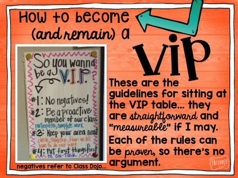 The VIP Table! A management idea for people without prize boxes! Interesting idea...not sure I would do this...but maybe elements of it...or maybe go BIG. Worth ruminating over... Vip Student, Vip Table, Student Of The Week, Teaching Classroom Management, Prize Box, Tattooed Teacher, Behaviour Management, 4th Grade Classroom, Student Behavior