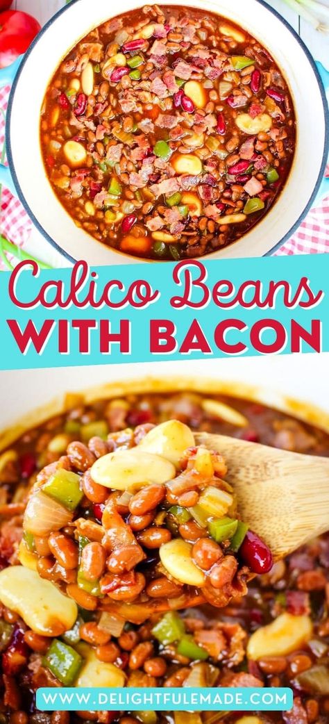 Calico Beans Recipe Calico Baked Beans, Calico Beans Recipe, Honey Bbq Sauce Recipe, Bean Bowls, Calico Beans, Magical Fruit, Burger Side Dishes, Bbq Sauce Ingredients, Healthy Breakfast Meal Prep