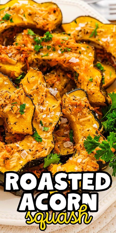 Acorn Squash Apple Recipes, How To Cook Acorn Squash, Parmesan Acorn Squash, Roast Acorn Squash, Acorn Squash Recipes Healthy, Acorn Squash Roasted, Acorn Squash Recipe, Pan Fried Pork Chops, Roasted Acorn Squash