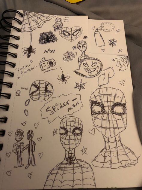 Spider Man Inspo Outfit, Man Outfits Ideas, Spider Man Outfits Ideas Aesthetic, Spider Man Journal Ideas, Spider Man Outfits, Sketch Book Ideas Spiderman, Spider Man Outfits Ideas, Spider Man Sketchbook Page, Spider Man Drawing