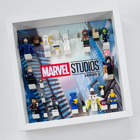 Mini Figure Display, Minifigure Display, Lego Minifigure Display, Collection Room, Lego Display, Display Frames, Lego Photography, Brick Colors, Lego Group