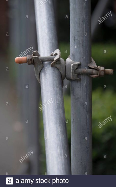 Scaffolding pipe clamp and parts: an important part of building strength to scaffold clamps in used close up on construction site Stock Photo Building Strength, Scaffolding, Construction Site, Close Up, High Resolution, Stock Images, Resolution, Stock Photos, Building