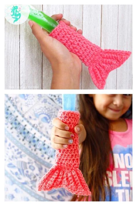 Mermazing Fun Pop Holder Free Crochet Patterns Crochet Holder, Crochet Projects To Sell, Crochet Mermaid Tail, Cozy Crochet Patterns, Crochet Cozy, Crochet Mermaid, Ice Pop, Crochet Blog, Haken Baby