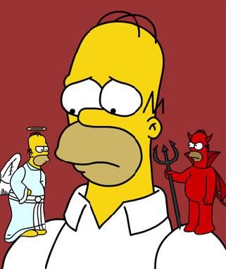 Angel Y Diablo, The Power Of Belief, Ange Demon, The Simpson, Heaven And Hell, Homer Simpson, Angel And Devil, Good And Evil, Angels And Demons