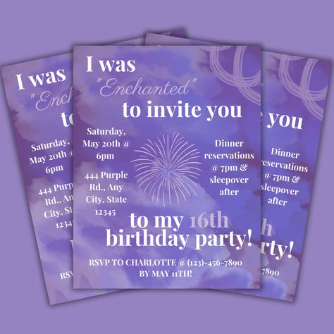 EDITABLE and FULLY CUSTOMIZABLE Taylor Swift themed birthday party invitation! This template is perfect for Swifties and/or anyone who might want a Speak Now (Taylor’s Version) album themed party! The invitation can be printed professionally or at home, and you can also send it as an invitation by text, email, or social media. Taylor Swift Speak Now Party Ideas, Taylor Swift Themed Birthday Party Speak Now, Taylor Swift Birthday Party Ideas Speak Now, Speak Now Party Theme, Taylor Swift Themed Birthday Party Decorations, Album Themed Party, Speak Now Party Decorations, Speak Now Birthday, Taylor Swift Sweet 16 Party Ideas