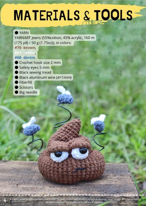 Crochet pattern | December 2022 Grumpy Mr.PooP Muppets Crochet Pattern Free, Crochet Poop, Crochet Beer, Crochet Craft Fair, Emoji Patterns, Crochet Skull, Crochet Dog Patterns, Crochet Eyes, Crochet Halloween