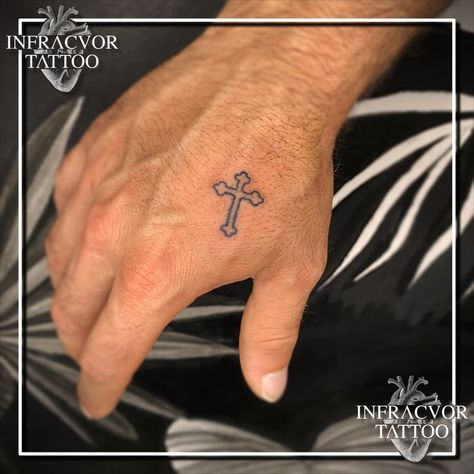 A client of mine wanted a cross on his hand. Here is the result. A classic. Cross Tattoo On Hand, Man Hand, Cross Tattoo, A Cross, Tattoo On, Fish Tattoos, Jesus Fish Tattoo, Hand Tattoos, Tattoos For Guys