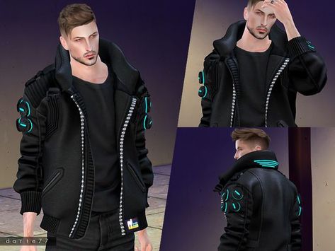 Sims 4 Cyberpunk, Cyberpunk Dress, Cyberpunk Men, Techno Clothes, Cyberpunk Jacket, Alien Clothes, Cyberpunk Clothes, Oversized Puffer, The Sims 4 Download