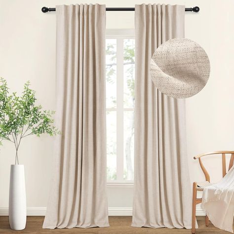 Amazon.com: INOVADAY 100% Blackout Curtains for Bedroom, Thermal Insulated Linen Blackout Curtains 96 Inch Length 2 Panels Set, Back Tab/Rod Pocket Room Darkening Curtains for Bedroom, Nursery -Oatmeal,W50 X L96 : Home & Kitchen Black Canopy Bed, Linen Blackout Curtains, Modern Rustic Farmhouse, Earthy Bedroom, Have A Good Sleep, Curtains For Bedroom, Insulated Curtains, Thermal Curtains, Darkening Curtains