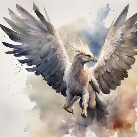 Buckbeak Tattoo, Buckbeak Harry Potter, Harry Potter Illustration, Harry Potter And The Chamber Of Secrets, Egyptian Mythology, Roman Mythology, Water Colors, Harry Potter Art, Norse Mythology