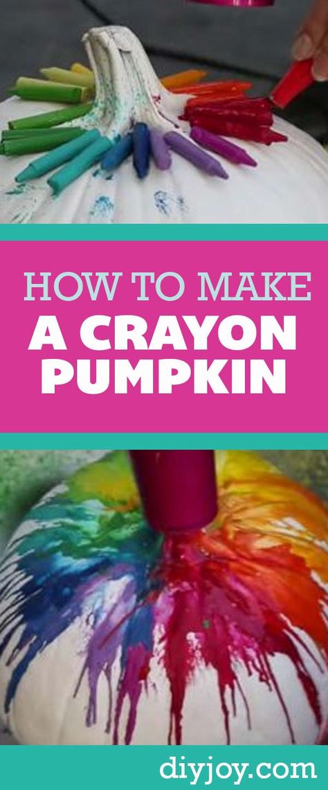 Things To Make For Halloween, Pumpkin Crayon, Cheap Halloween Decor, Creative Things To Make, Halloween Crafts For Adults, Rainbow Pumpkin, Pumpkin Tutorial, Cheap Diy Halloween Decorations, Diy Crayons