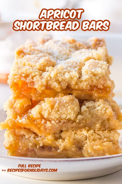 Apricot Cookie Bars, Apricot Bars With Fresh Apricots, Apricot Shortbread Bars, Apricot Ideas, Fresh Apricot Recipes, Apricot Desserts, Apricot Bars Recipe, Dried Apricot Recipes, Apricot Scones