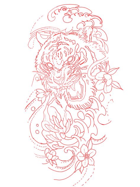 Tiger Tattoo Stencil, Japanese Hand Tattoos, Japanese Tiger Tattoo, Japanese Tiger, Tattoo Posters, Cool Tattoo Drawings, Abstract Pencil Drawings, Tiger Tattoo Design, Japan Tattoo Design