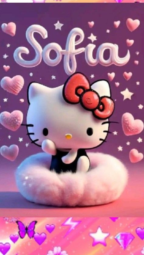 Sofia Name, Hello Kitty Imagenes, Cars Party, Name Pictures, Cute Backgrounds For Phones, Name Wallpaper, Cute Names, Cute Animals Images, Hello Kitty Pictures