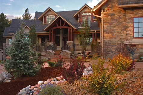 Front Yard Landscaping Mountain Home, Colorado Mountain Landscaping Ideas, Denver Landscaping Ideas, Mountain Home Landscaping Ideas, Colorado Backyard, Colorado Landscaping, Dream Backyards, Patio Plan, Cabin Landscape