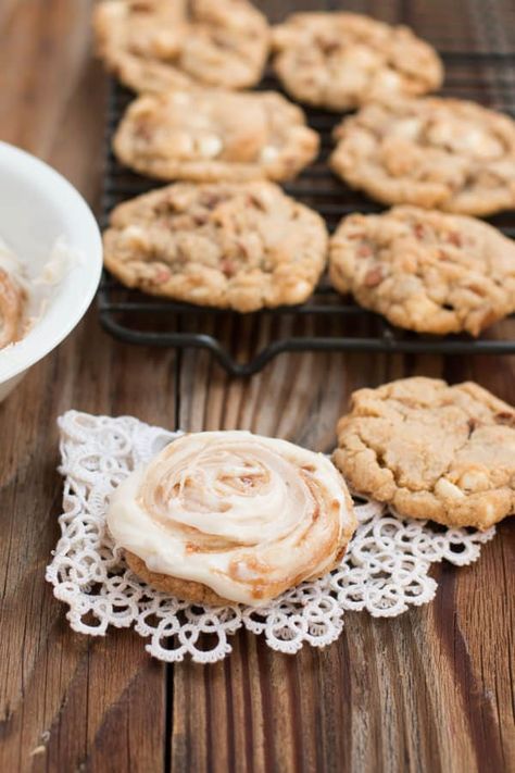 Cinnamon Roll Frosting, Oh Sweet Basil, Cinnamon Roll Cookies, Pumpkin Cinnamon Rolls, Cinnamon Chips, Roll Cookies, Sweet Basil, Cinnamon Roll, Cookie Desserts