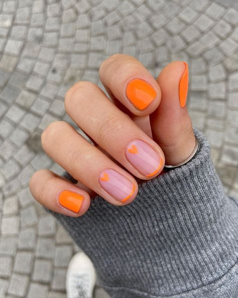 By Shelley (@_by_shelley) posted on Instagram: “If your like me and love changing your nails, @peaccibrand is great. Regular polish you can use at home to create your perfect mani. All…” • Feb 18, 2022 at 12:46pm UTC Full Cover Nail Tips, Orange Nail Designs, Short Fake Nails, Short Press On Nails, Cute Nails For Fall, Nagel Tips, Manicure Tips, Fake Nails With Glue, Diy Nail Art