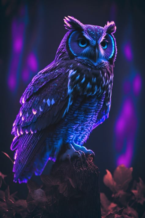 Owls Aesthetic, Black Owl Aesthetic, Purple Owl Aesthetic, Owl Dark Aesthetic, Owl Gifs, Owl Spirit Animal Art, Bird Background, Pygmy Owl, Owl Night