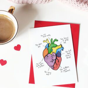 Funny Valentine's Cards | notonthehighstreet.com Valentine Card For Boyfriend, Heart Diagram, Funny Valentines Cards, Funniest Valentines Cards, Studio Cards, Heart Card, Cute Card, Anatomical Heart, Valentine Card