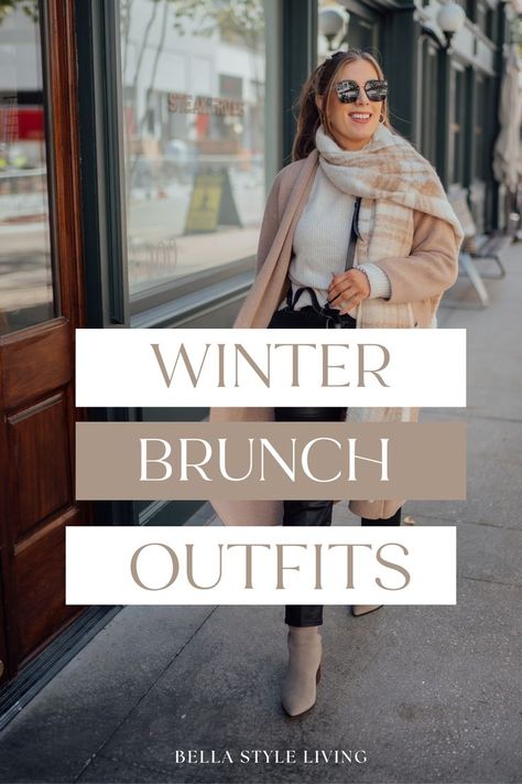 winter brunch outfit Brunch Ideas Outfit Winter, Brunch Winter Outfit Sunday, Breakfast Winter Outfit, Date Outfit Lunch, Winter Breakfast Date Outfit, Brunch Outfit For Winter, Fancy Brunch Outfit Winter, Brunch Looks Winter, Afternoon Drinks Outfit Winter