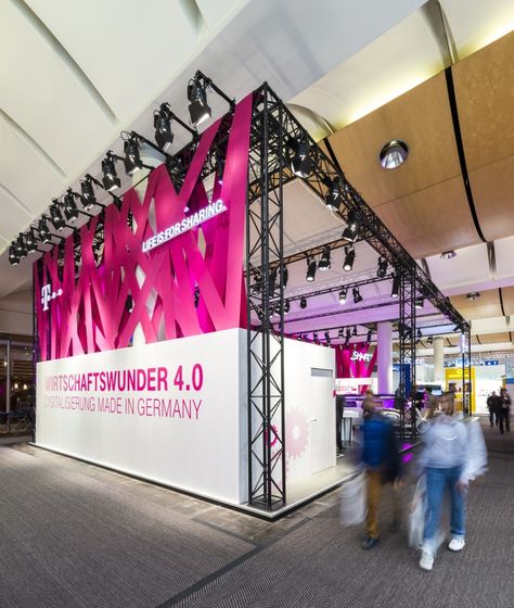 Deutsche Telekom Trade Fair Stand at Hannover Messe 2015 by hartmannvonsiebenthal, Hannover – Germany » Retail Design Blog Fair Stand Design Exhibitions Ideas, Sitemap Design, Smart Factory, Fair Stand, Lighting Truss, Expo Stand, Stand Feria, Hannover Germany, Event Booth