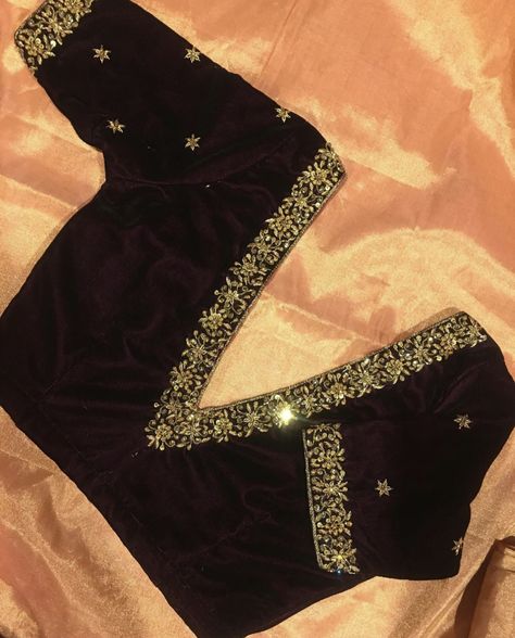 Bridal Velvet Blouse Designs, Black Velvet Blouse Work Designs, Velvet Blouse Maggam Work Designs, Velvet Blouse Neck Designs, Velvate Blouse Designs, Velvet Blouse Aari Work Design, Black Blouse Maggam Work Designs, Welwet Blouse Designs Latest Stylish, Lehnga Blouse Designs Latest Bridal