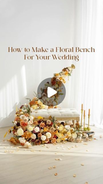 Floral Wedding Decor, Floral Bench, Wedding Instagram, Floral Creations, Floral Wedding Decorations, Unique Wedding Decor, Photo Op, Purple Wedding, Faux Flowers