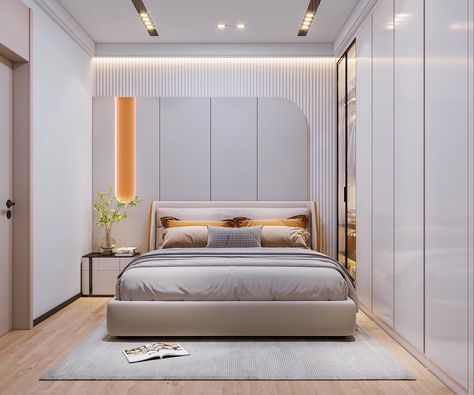 Back Wall Of Bed Designs, Arch Design Bedroom, Curved Bedroom Design, Bedroom Interior Design Modern Simple, Arch Bedroom Design, Corner Bed Design Bedrooms, Corner Bed Design, Corner Bedroom Ideas, Unique Bedroom Design Interiors