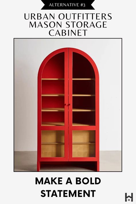 Urban Outfitters Mason Red Storage Cabinet Paneled Doors, Classic Cabinet, Books Decor, Walnut Cabinets, Wood Interiors, Wood Drawers, Glass Cabinet, Home Upgrades, House System