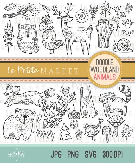 image 0 Woodland Clipart, Arte Doodle, Woodland Friends, Art Et Illustration, Art And Illustration, Animal Clipart, Woodland Creatures, Forest Animals, Doodle Drawings