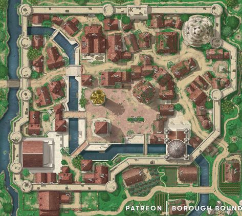 D&d City Map, Town Map Dnd, Dnd Castle Map, Town Battlemap, Fantasy City Map, Village Map, Dnd World Map, Building Map, Bangunan Minecraft