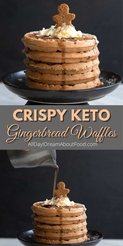 Keto Gingerbread Pancakes, Keto Gingerbread Scones, Gingerbread Waffles Easy, Keto Breakfast Sweet, Brunch Ideas Keto, Gingerbread Chaffle, Keto Christmas Breakfast, Keto Holiday Dessert, Best Keto Waffles