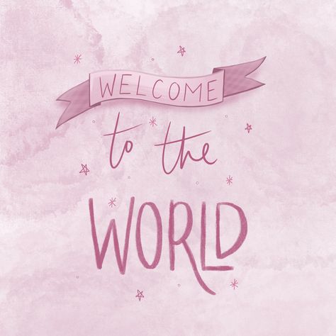 New baby announcement/greeting card design in pink. Welcome to the World Available on Red Bubble. Welcome To The World Baby Boy, Bespoke Typography, Diy Hello World Sign, Welcome To The World Baby Girl, New Baby Announcement, New Baby Born Congratulations Greeting Card, New Baby Announcements, Pink Cards, Red Bubble