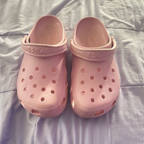 Light/pastel pink crocs || size 9 in women || size 7 in men Crocs Light Pink, Pastel Pink Crocs, Light Pink Crocs Aesthetic, Lavender Crocs Outfit, Pastel Crocs, Preppy Crocs, Light Pink Crocs, Crocs Aesthetic, Shoes Png