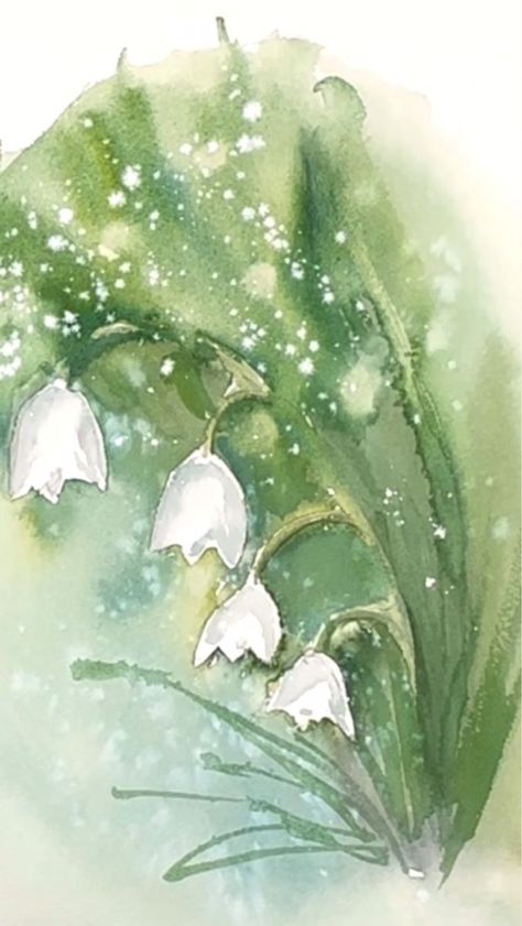 Watercolor Lily Of The Valley, Lily Of The Valley Watercolor, Fruits Composition, Simple Watercolor Flowers, Composition Painting, Step By Step Watercolor, Simple Watercolor, Watercolor Beginner, Lily Painting